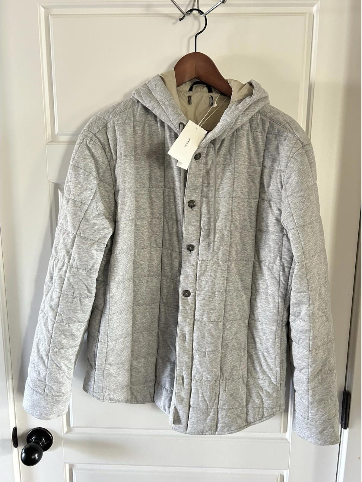 Vince Gray Hooded Quilted Jacket Women’s Size M $395
